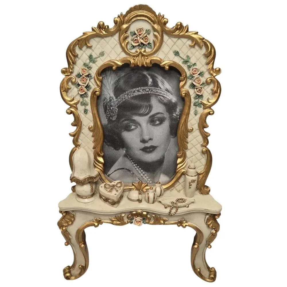 Vintage Vanity Picture Frame with Mini Lamp & Perfume – 3x5 - Picture 3 of 10